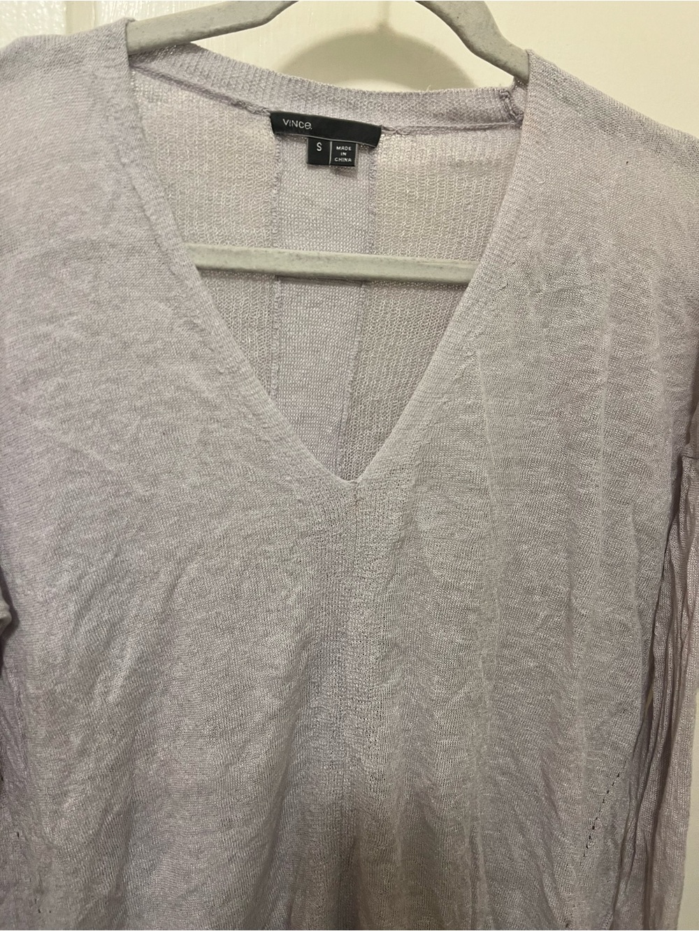 Vince Lavender V-Neck Lightweight Knit Sweater